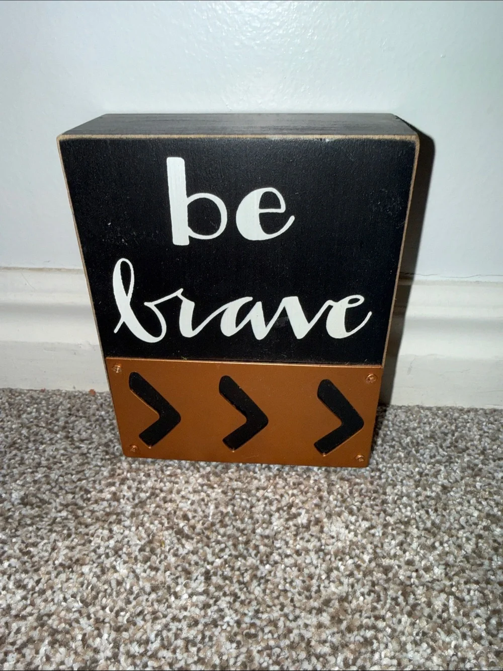 🏖️ 10 items for $20☀️ Be Brave Black and Brown Decorative Wall Block - Inspire